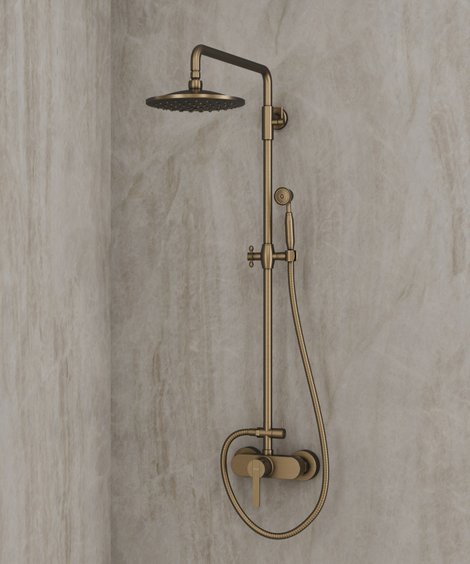 Antike Duschsäule aus Messing mit 20 cm Regendusche – Rom