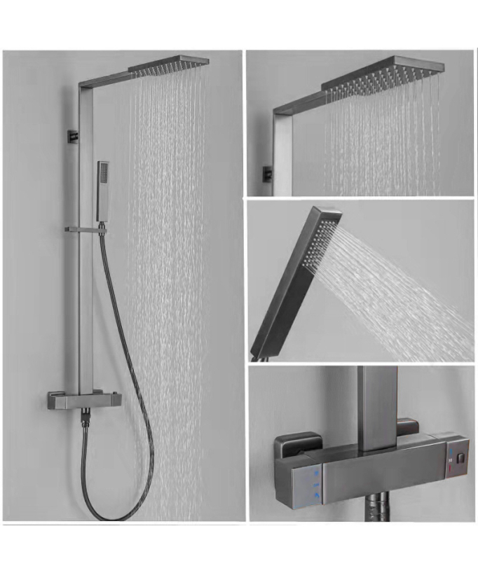Thermostatische Duschsäule eckig mit rechteckiger Regendusche - Sirius
