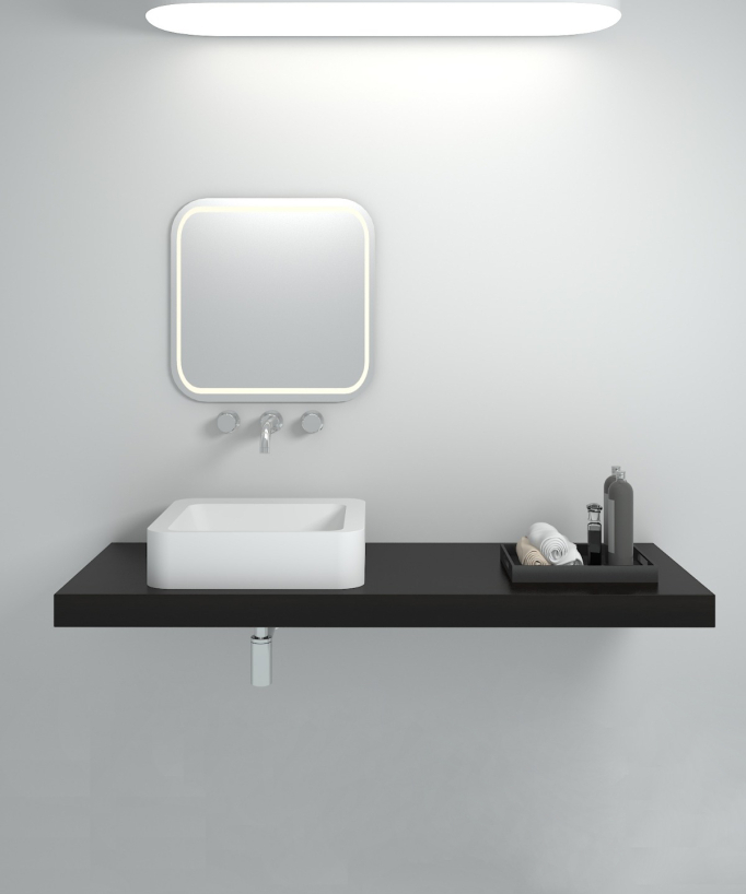 Aufsatzwaschbecken Quadrat aus Solid Surface Matt Weiß - Luna