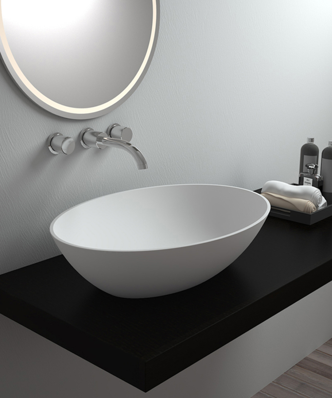 Aufsatzwaschtisch oval Solid Surface Weiß matt - Dolisie