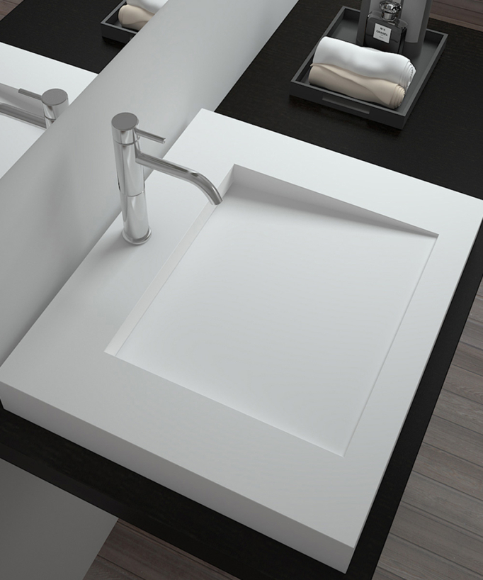 Aufsatzwaschbecken rechteckig aus Solid Surface Weiß matt - Likouala