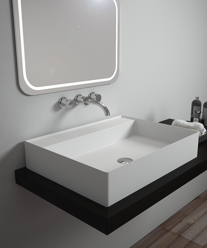 Aufsatzwaschbecken rechteckig Solid Surface - Baraka