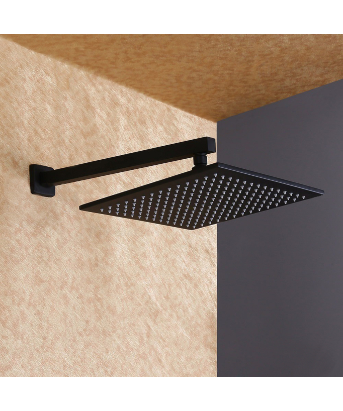 Unterputz-Regendusche mit Handbrause aus massivem Messing - Schwarz
