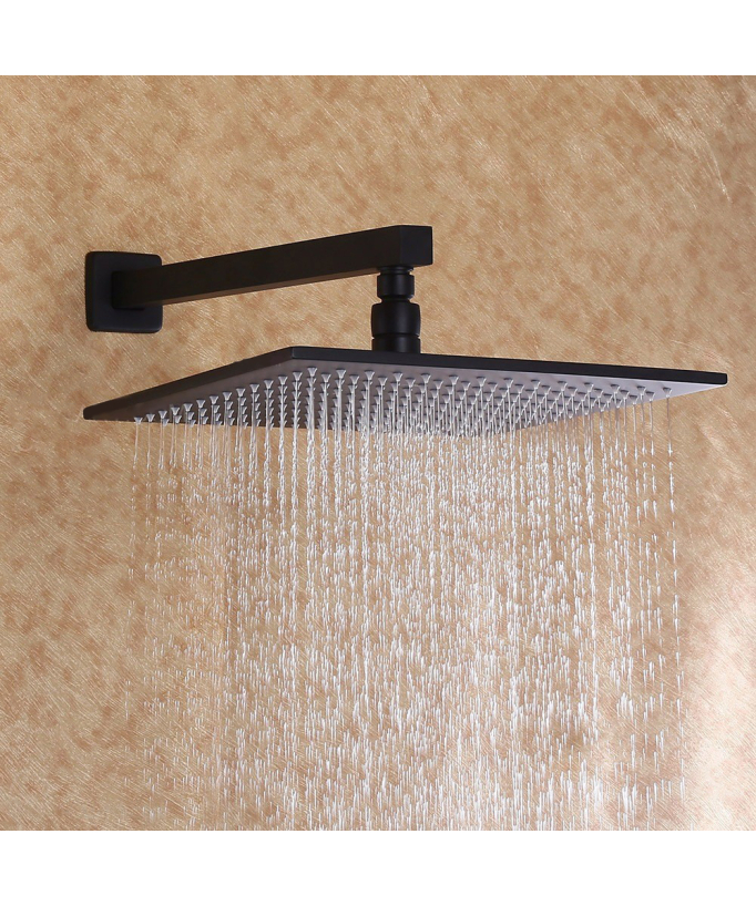 Unterputz-Regendusche mit Handbrause aus massivem Messing - Schwarz