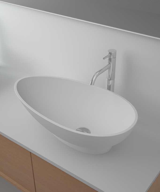 Kananga Aufsatzwaschbecken oval Solid Surface Mattweiß