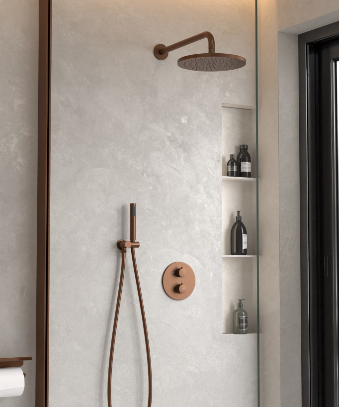 Unterputz-Duschsystem Thermostat mit Regendusche, Kalkschutz – Corbeau