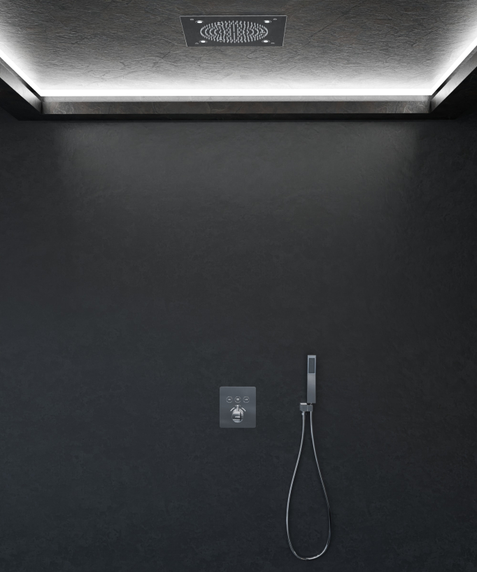 Sirius Unterputz-Duschset mit LED-Regenbrause für Deckenmontage, Thermostatarmatur