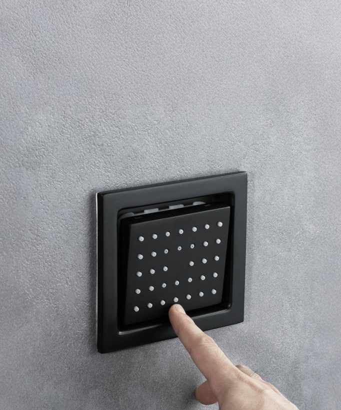 Thermostatisches Decken-Duschsystem 500 mm, 3 Körperdüsen Schwarz – Sirius